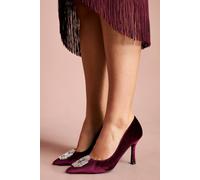 Coast Wide Fit Livvy Velvet Brooch Detail High Heel Stiletto Court Shoes In Burgundy burgundy 6