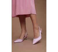 Coast Women's Wide Fit Sabrina Satin Diamante Trim Slingback High Stiletto Court Shoes in Blush | Size: 5
