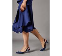 Coast Wide Fit Sammi Satin Diamante Bow Brooch Slingback Kitten Heel Court Shoes In Navy navy 6
