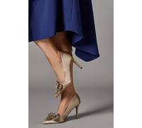 Coast Wide Fit Tania Satin Embellished Bow High Heel Stiletto Court Shoes In Mink mink 5