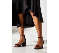 Coast Women's Wide Fit Thelma Faux Leather Medium Block Heel Sandals in Black | Size: 3 Coast Black 3