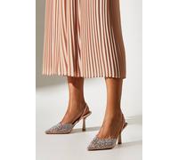 Coast Wide Fit Tilly Diamante And Pearl Sling Back Pointed Court Shoes In Rose Gold rose gold 6