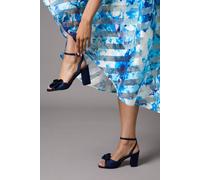 Coast Women's Wide Fit Tina Satin Soft Ruffle High Block Heel Sandals in Navy | Size: 6 Coast Navy 6
