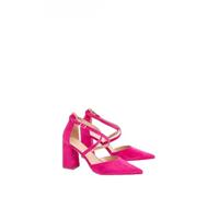Coast Women's Wide Fit Treat Faux Suede Cross Strap Pointed Block Heel Court Shoes in Magenta | Size: 6
