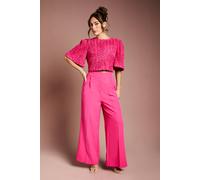 Coast Wide Leg Crepe Trouser In Hot Pink hot pink 18