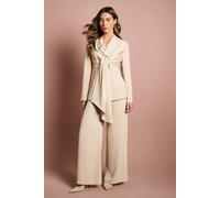 Coast Women's Wide Leg Trouser With Satin Pleated Waistband in Champagne | Size: 10 Coast Champagne 10