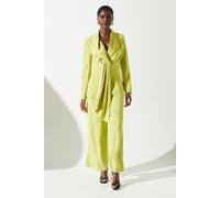 Coast Wide Leg Trouser With Satin Pleated Waistband In Lime lime 10