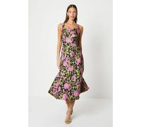 Coast Wide Strap Jacquard Midi Dress In Black black 12