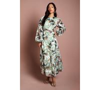 Coast Women's 3/4 Puff Sleeve Printed Jacquard Midaxi Dress in Sage | Size: 10 Coast Sage 10