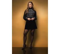 Coast Women's 3D Beaded Velvet Long Sleeve Mini Dress in Black | Size: 12