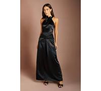 Coast Women's 3d Corsage Halterneck Drape Satin Maxi Dress in Black | Size: 18 Coast Black 18