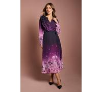 Coast Women's 3D Floral Corsage Printed Georgette Wrap Dress in Mauve | Size: 12 Coast Mauve 12