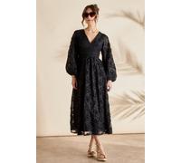 Coast Women's 3D Texture Midi Dress in Black | Size: 10 Coast Black 10