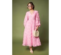 Coast Women's 3D Texture Midi Dress in Rose | Size: 8 Coast Rose 8