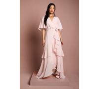 Coast Women's Angel Sleeve Tiered Bridesmaid Maxi Dress in Blush | Size: 14 Coast Blush 14