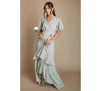 Coast Women's Angel Sleeve Tiered Bridesmaid Maxi Dress in Sage | Size: 10
