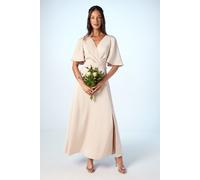 Coast Women's Angel Sleeve Wrap Satin Maxi Bridesmaid Dress in Champagne | Size: 14 Coast Champagne 14