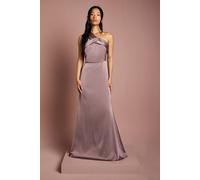 Coast Women's Asymmetric Neckline Satin Bridesmaid Maxi Dress in Dark Mauve | Size: 16