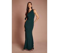 Coast Women's Asymmetric Neckline Scuba Crepe Black Tie Dress in Emerald | Size: 10