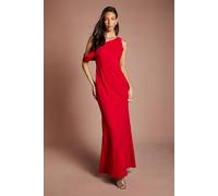Coast Women's Asymmetric Neckline Scuba Crepe Black Tie Maxi Dress in Red | Size: 12