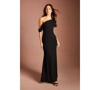 Coast Women's Asymmetric Neckline Scuba Crepe Black Tie Dress | Size: 12