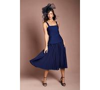 Coast Women's Bandage Bodice Midi Dress With Pleated Skirt in Navy | Size: 16