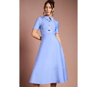 Coast Women's Bandage Knit Short Sleeve Shirt Midi Dress in Blue | Size: 16 Coast Blue 16