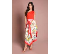 Coast Women's Bandage One Shoulder Printed Satin Midi Dress in Ivory | Size: 18