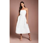 Coast Women's Bandeau Belted Lace Midi Dress in Ivory | Size: 14
