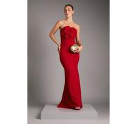 Coast Women's Bandeau Maxi Gown With Rose Corsage in Red | Size: 8 Coast Red 8