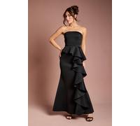 Coast Women's Bandeau Ruffle Stretch Crepe Maxi Dress in Black | Size: 10 Coast Black 10