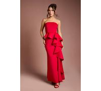 Coast Women's Bandeau Ruffle Stretch Crepe Maxi Dress in Red | Size: 16