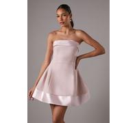Coast Women's Bandeau Satin Detail Pleated Mini Dress in Pink | Size: 12 Coast Pink 12