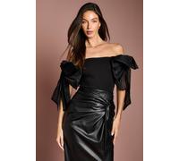 Coast Women's Bardot Bow Detail Top in Black | Size: 14 Coast Black 14