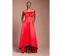 Coast Women's Bardot Fit & Flare Hi Low Hem Maxi Dress in Flame Red | Size: 14 Coast Flame Red 14