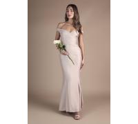 Coast Women's Bardot Gathered Satin Fishtail Bridesmaid Dress in Blush | Size: 16 Coast Blush 16