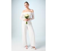 Coast Women's Bardot Long Sleeve Corset Bridal Jumpsuit in Ivory | Size: 12 Coast Ivory 12
