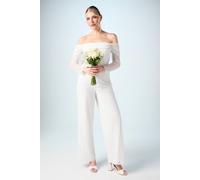 Coast Women's Bardot Long Sleeve Corset Bridal Jumpsuit in Ivory | Size: 8