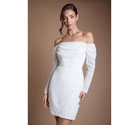 Bardot Long Sleeve Wrap Skirt Mini Dress Coast Ivory 12