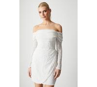 Bardot Long Sleeve Wrap Skirt Mini Dress Coast Ivory 12