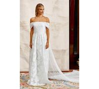 Coast Women's Bardot Organza Jacquard Full Skirted Wedding Dress in Ivory | Size: 10 Coast Ivory 10