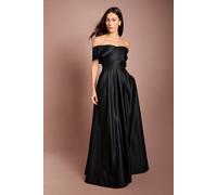 Coast Women's Bardot Origami Satin Dress in Black | Size: 16