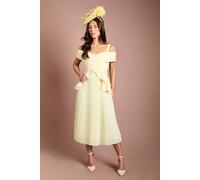 Coast Women's Bardot Pleated Crepe Midi Dress in Lemon | Size: 10 Coast Lemon 10