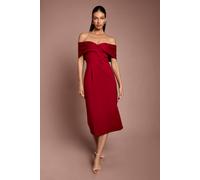 Coast Women's Bardot Ponte Column Midi Dress in Burgundy | Size: 10