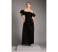 Coast Women's Bardot Puff Sleeve Strapless Maxi Dress with Full Skirt Back Detail in Black | Size: 12