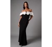 Coast Women's Bardot Rose Detail Maxi Dress in Mono | Size: 12 Coast Mono 12