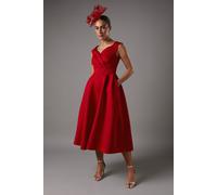 Coast Women's Bardot Scuba Midi Dress in Red | Size: 16 Coast Red 16