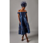 Coast Women's Bardot Twill Midi Dress With Lace Trim in Navy | Size: 10 Coast Navy 10