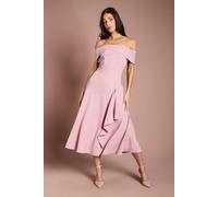 Coast Women's Bardot Waterfall Crepe Midi Dress in Pink | Size: 14