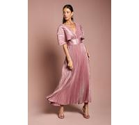 Coast Women's Batwing Pleated Metallic Midaxi Dress in Pink | Size: 8